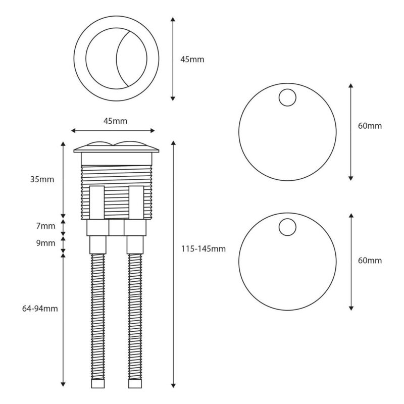 Scudo White Seat Hinge Cover & Cistern Push Button