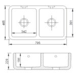 Shaws of Darwen Classic Double Bowl 800mm Ceramic Sink White