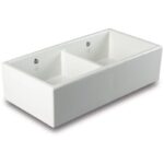 Shaws of Darwen Shaker Double Bowl 800mm Ceramic Sink White