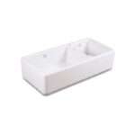 Shaws of Darwen Edgworth Offset Double Bowl Ceramic Sink White