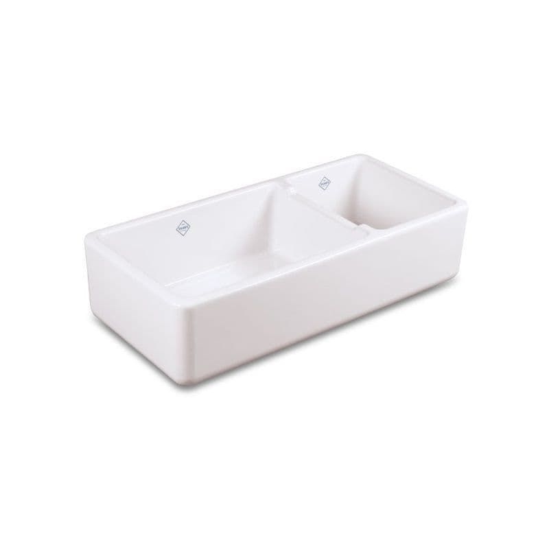 Shaws of Darwen Edgworth Offset Double Bowl Ceramic Sink White Shaws of Darwen Edgworth Offset Double Bowl Ceramic Sink White