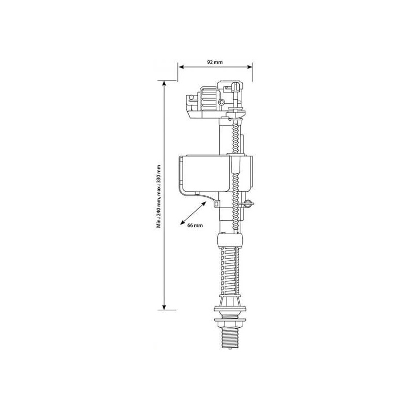 Siamp 30992110 99T Telescopic Bottom Inlet Fill Valve 1/2" Brass Tail