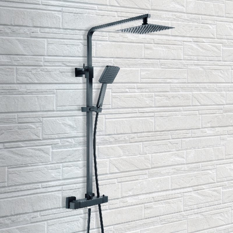 Synergy Square Black Thermostatic Shower