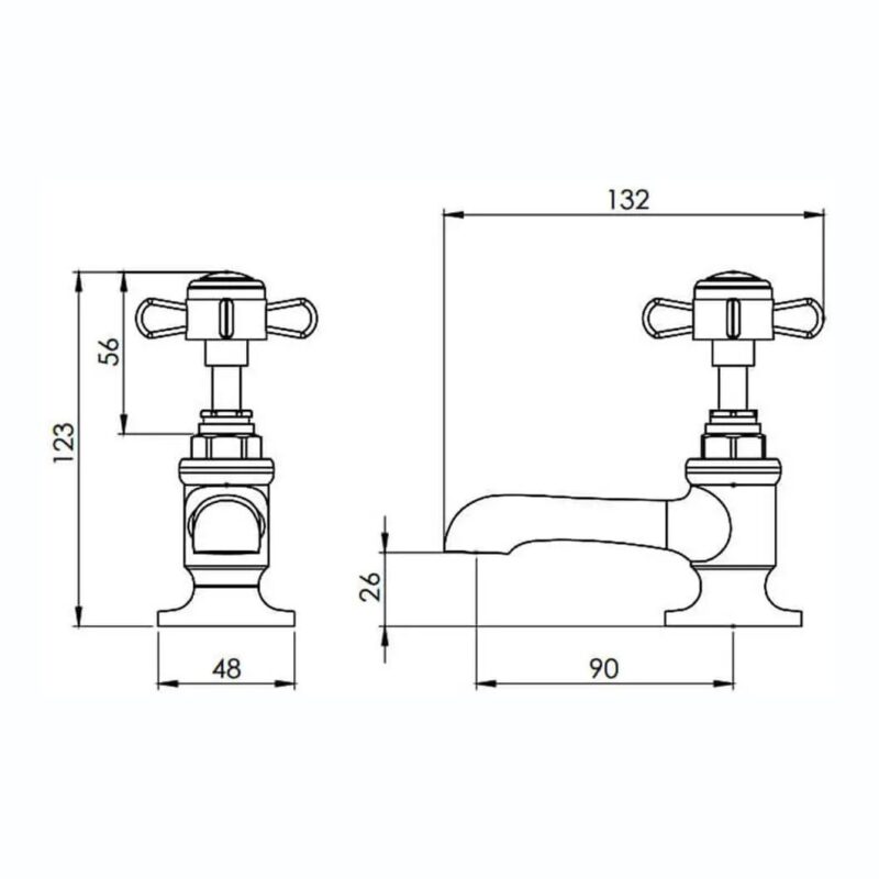 Tavistock Varsity Traditional Basin Taps