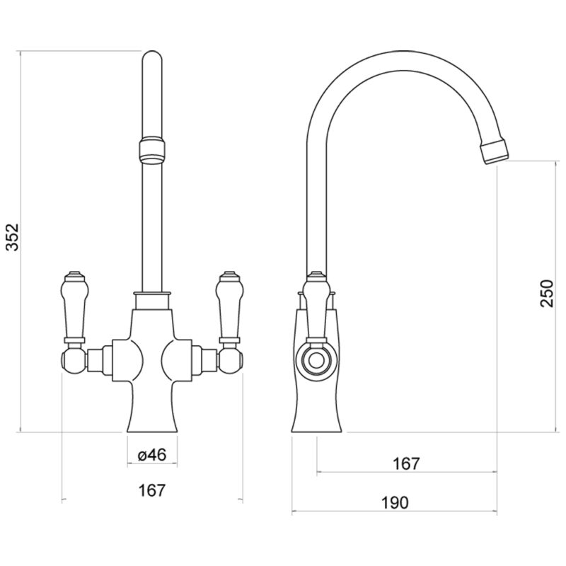 Trisen Rura Two Handle Kitchen Mixer Tap Chrome