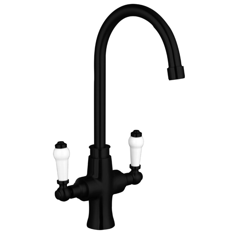 Trisen Rura Two Handle Kitchen Mixer Tap Black