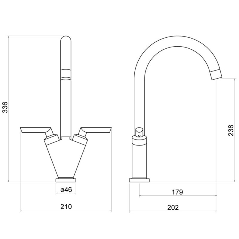 Trisen Starn Two Handle Kitchen Sink Mixer Tap Chrome