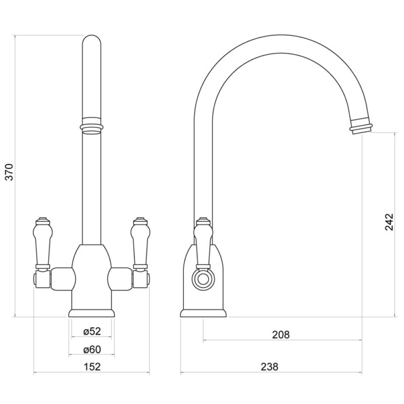 Trisen Jerem Two Handle Kitchen Mixer Tap