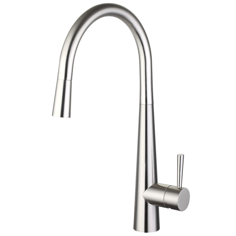 Trisen Jema Pull Out Single Lever Kitchen Mixer Tap Brushed Nickel