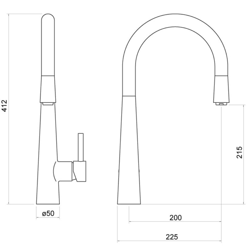 Trisen Jema Pull Out Single Lever Kitchen Mixer Tap Brushed Nickel