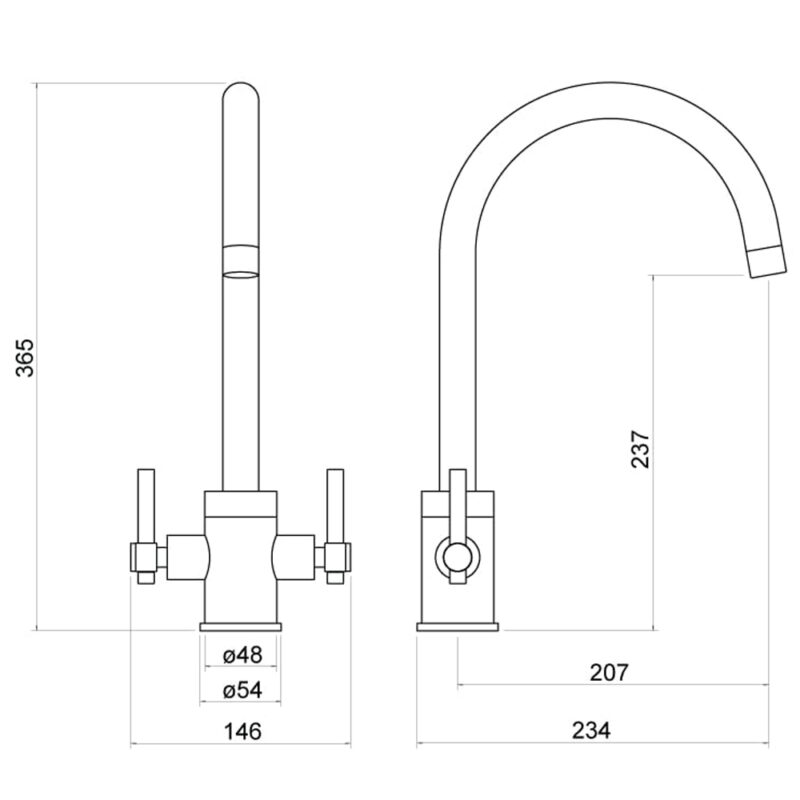 Trisen Avara Two Handle Kitchen Mixer Tap