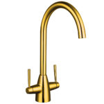 Trisen Roune Two Handle Kitchen Mixer Tap Brushed Gold