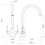 Trisen Roune Two Handle Kitchen Mixer Tap Black