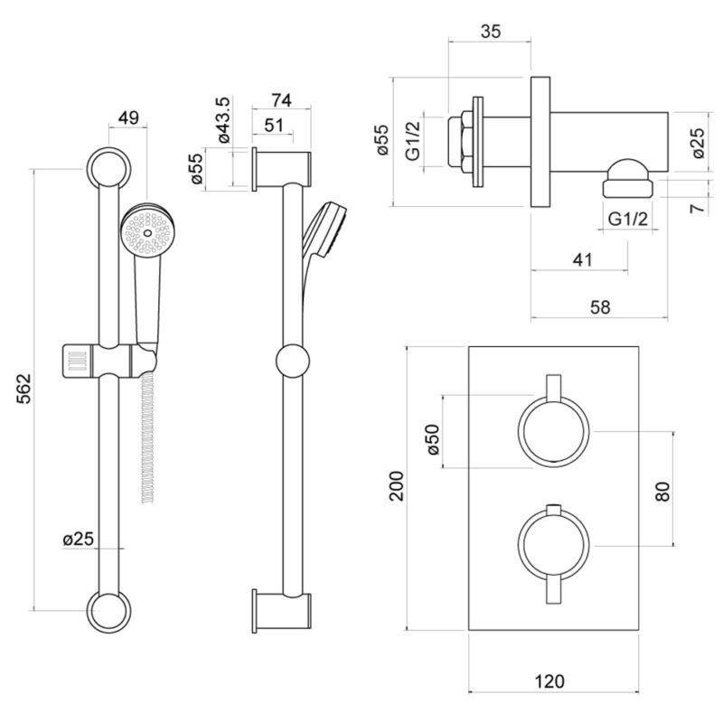 Trisen Acksor Concealed Thermostatic Shower Set