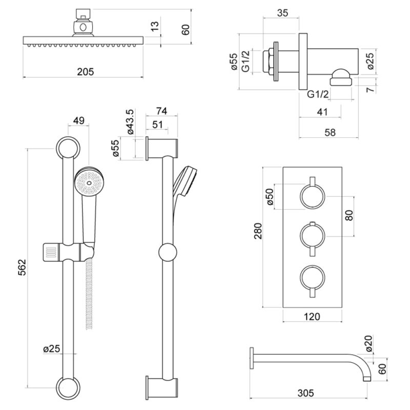 Trisen Nalor Concealed Thermostatic Shower Set