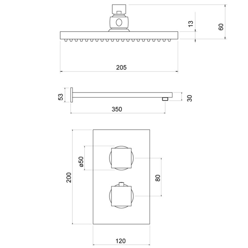 Trisen Bojac Concealed Thermostatic Shower Set