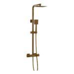Trisen Brushed Brass Thermostatic Bar Shower Valve & Rigid Riser Kit