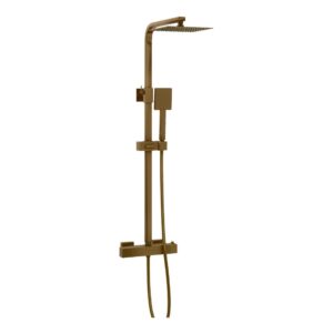 Trisen Brushed Brass Thermostatic Bar Shower Valve & Rigid Riser Kit