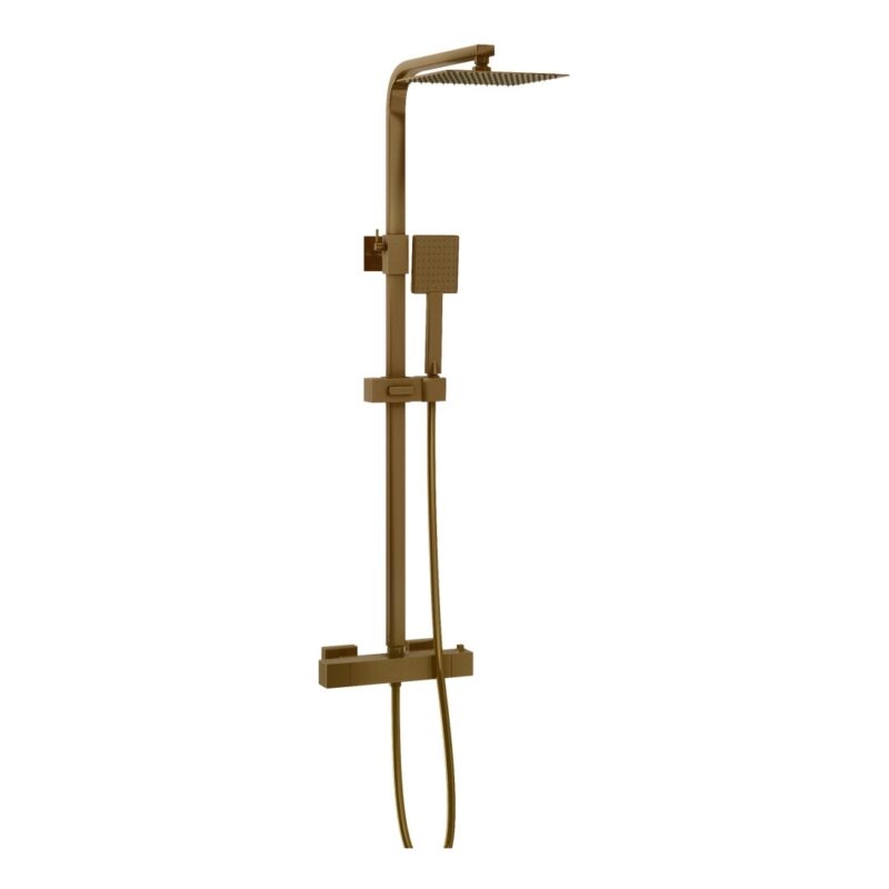 Trisen Brushed Brass Thermostatic Bar Shower Valve & Rigid Riser Kit Trisen Brushed Brass Thermostatic Bar Shower Valve & Rigid Riser Kit