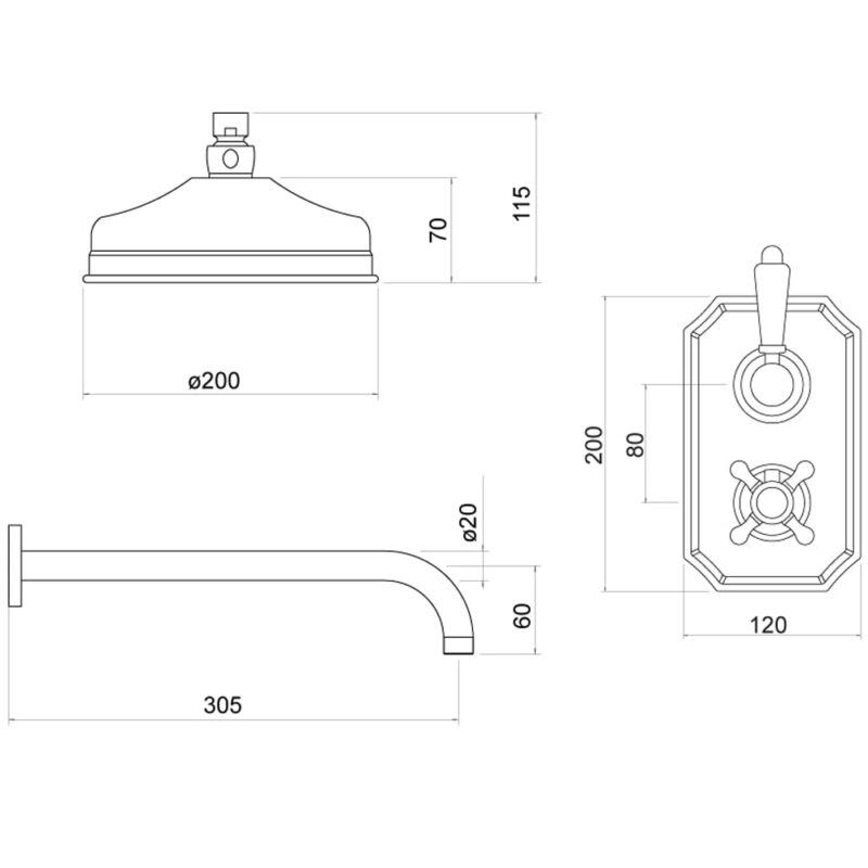 Trisen Everi Traditional Concealed Thermostatic Shower Set