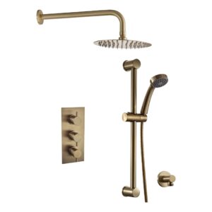 Trisen Nalor Brushed Brass Concealed Thermostatic Shower Set