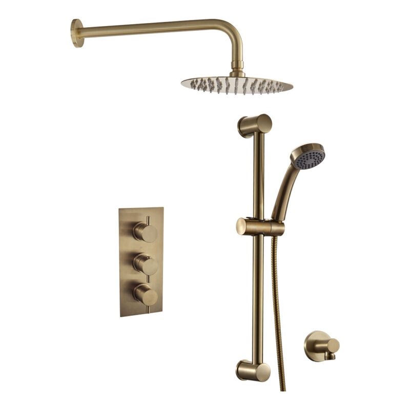 Trisen Nalor Brushed Brass Concealed Thermostatic Shower Set Trisen Nalor Brushed Brass Concealed Thermostatic Shower Set