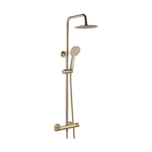 Trisen Verdura Brushed Brass Bar Shower with Rigid Riser & Handset