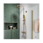 Trisen Verdura Brushed Brass Bar Shower with Rigid Riser & Handset