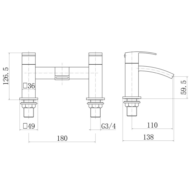 Trisen Mijas Bath Filler Black