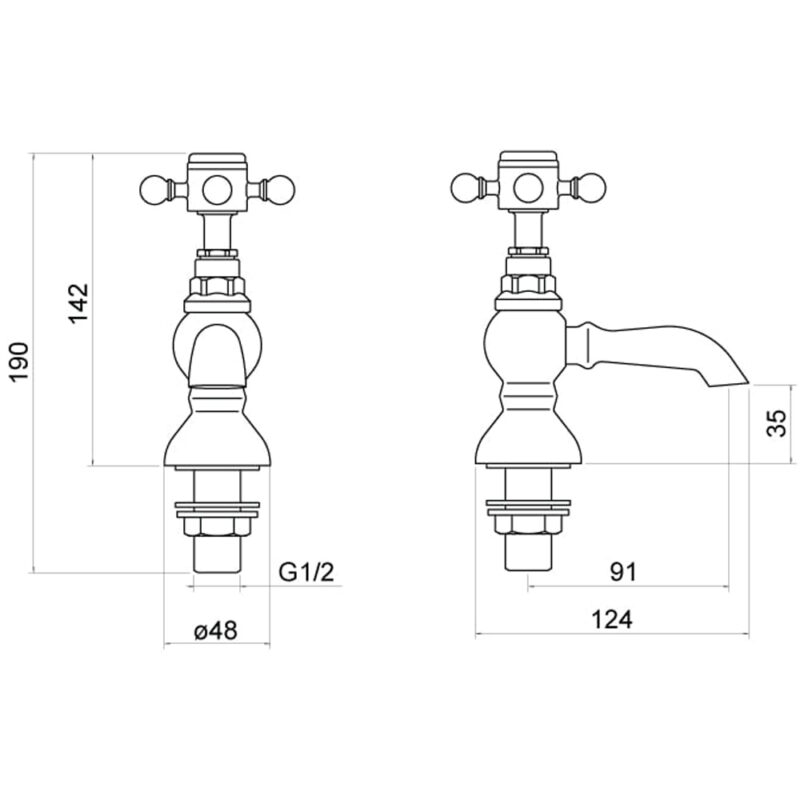 Trisen Formby Crosshead Basin Pillar Taps