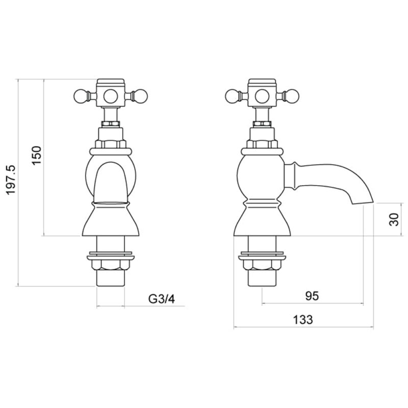 Trisen Formby Crosshead Bath Taps