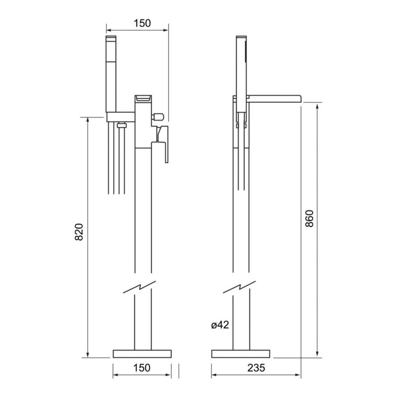 Trisen Warley Chrome Floor Mounted Bath Shower Mixer
