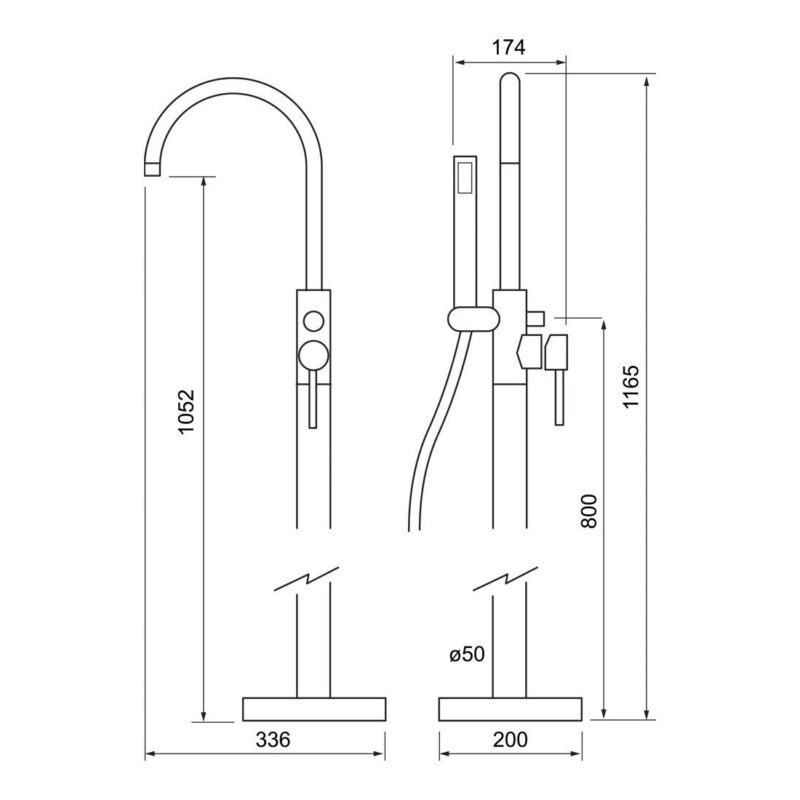 Trisen Grove Chrome Floor Mounted Bath Shower Mixer