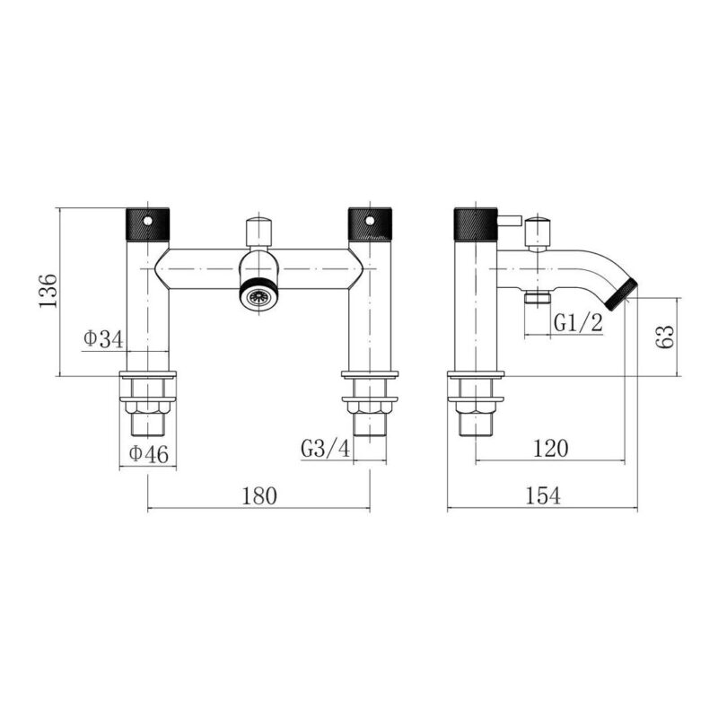 Trisen Verdura Brushed Brass Bath Shower Mixer