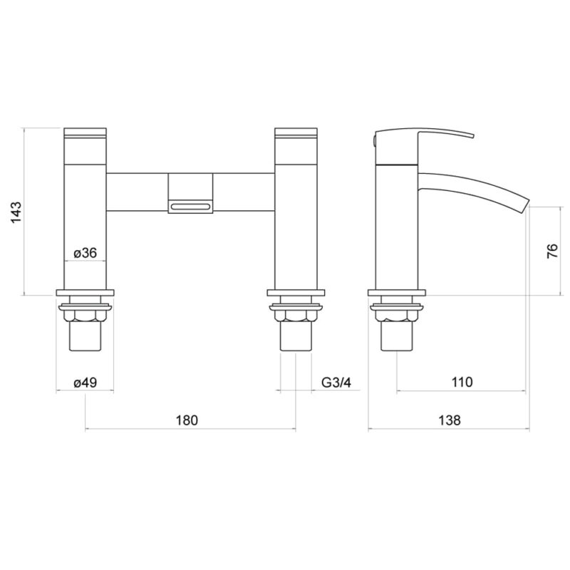 Trisen Knole Two Handle Bath Filler Tap