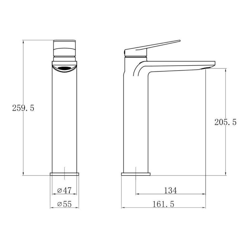Trisen Roveri Black Tall Basin Mixer