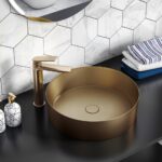 Trisen Roveri Brushed Brass Tall Mono Basin Mixer