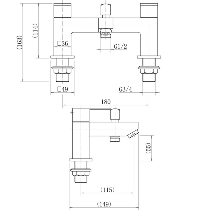 Trisen Two Handle Bath Shower Mixer Tap with Kit