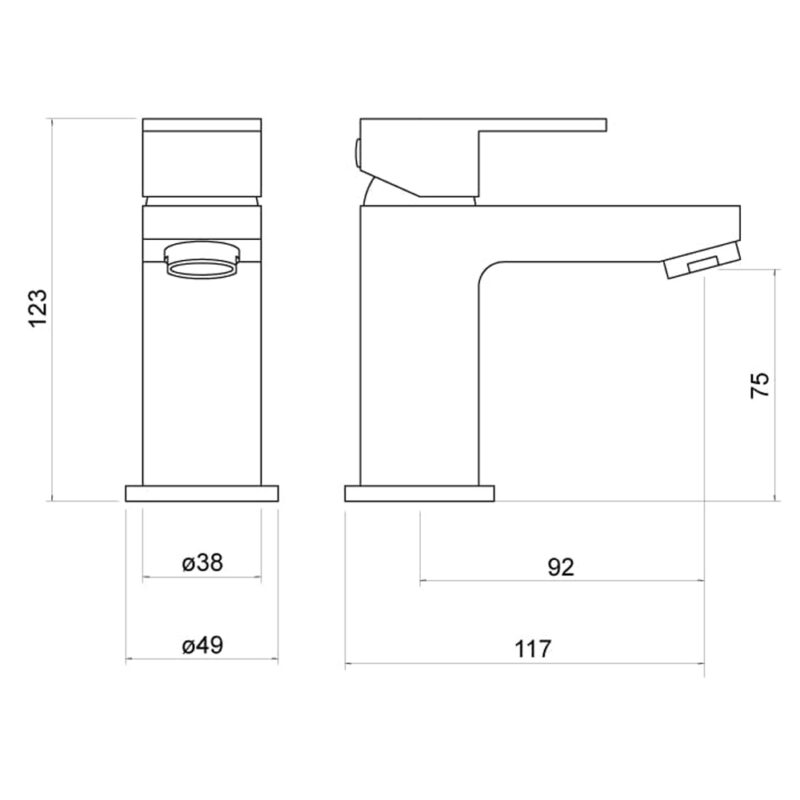 Trisen Kawa Mini Mono Basin Mixer Tap Black