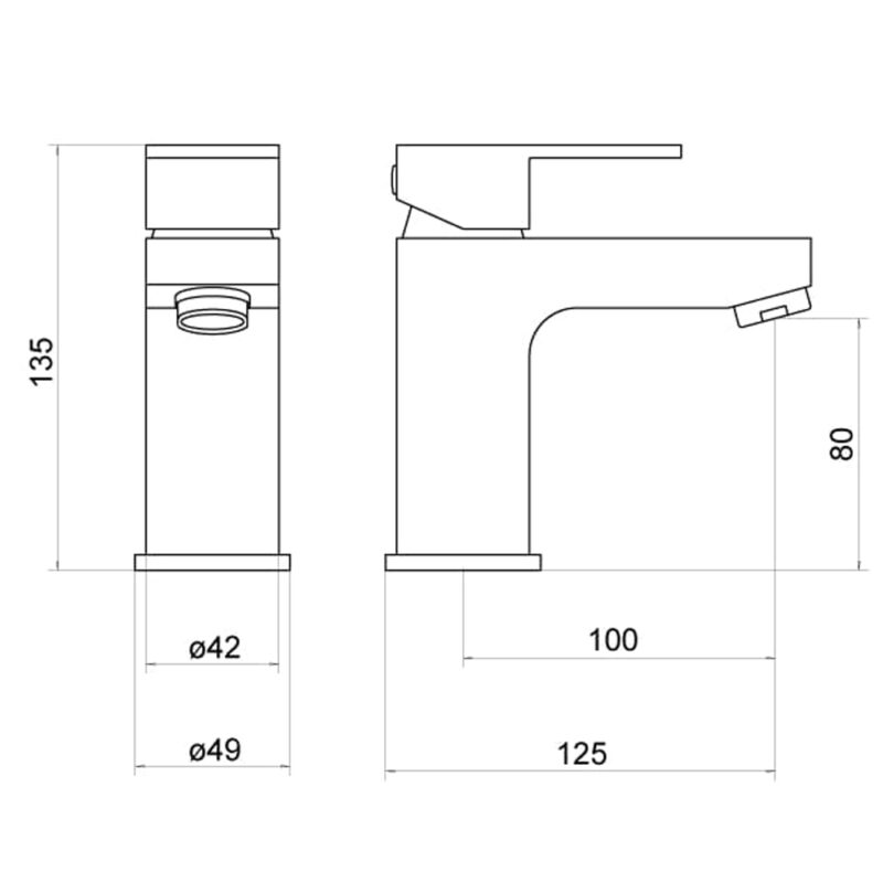 Trisen Kawa Mono Basin Mixer Tap Black