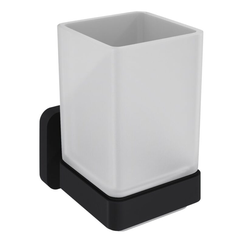 Trisen Matt Black Tumbler Holder with Glass Tumbler