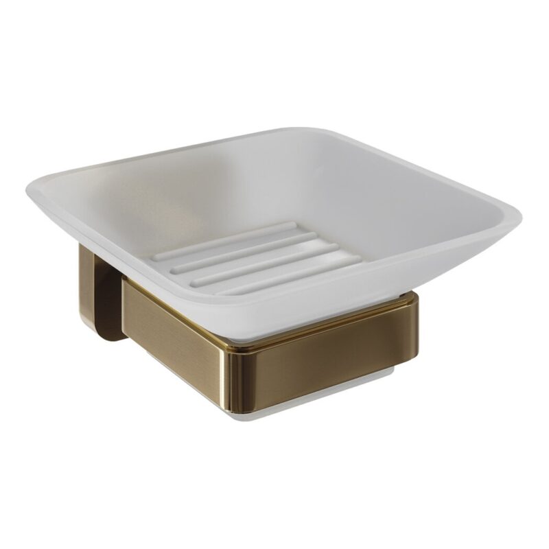 Trisen Brushed Brass Soap Holder with Glass Dish
