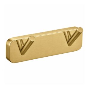 Trisen Brushed Brass Row of Two Robe Hooks