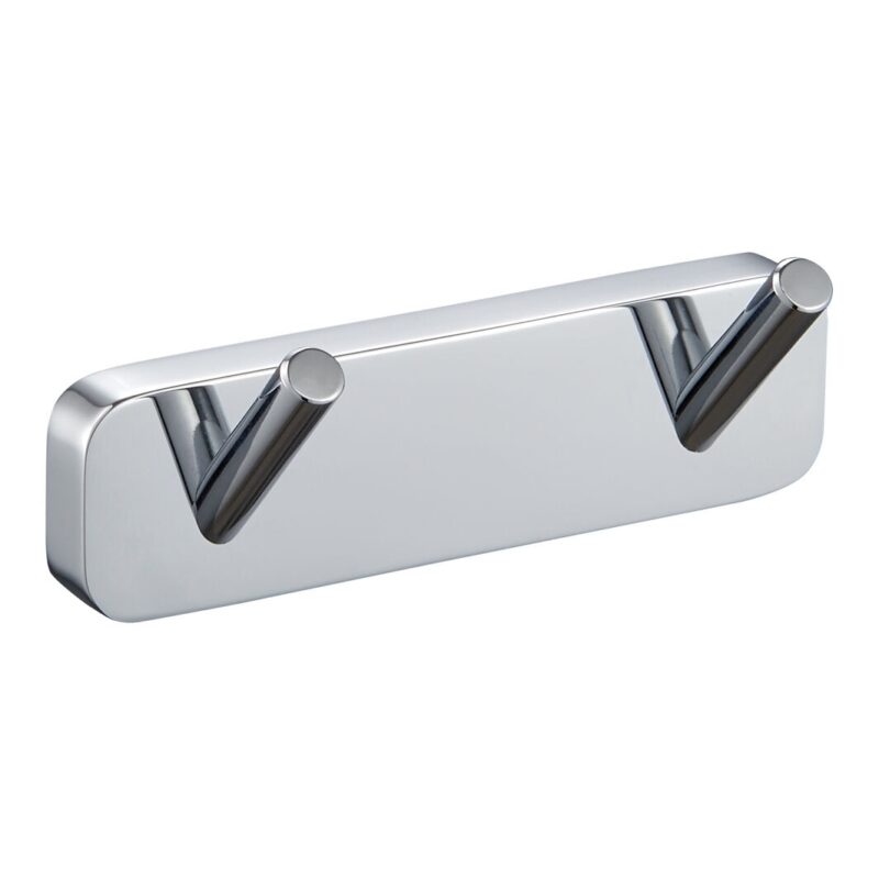 Trisen Chrome Row of Two Robe Hooks