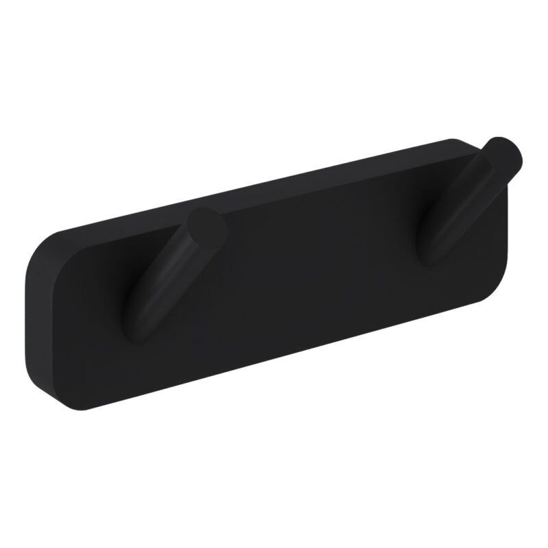 Trisen Matt Black Row of Two Robe Hooks