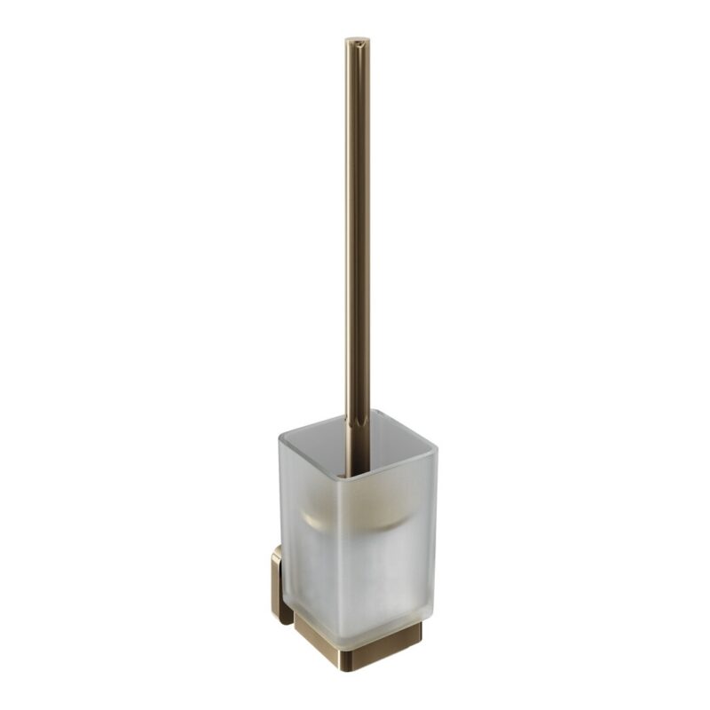 Trisen Brushed Brass Toilet Brush Holder with Glass Trisen Brushed Brass Toilet Brush Holder with Glass