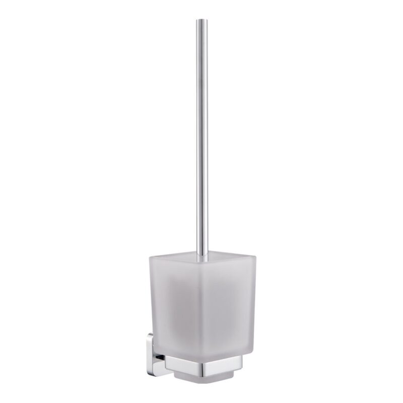 Trisen Chrome Toilet Brush Holder with Glass Trisen Chrome Toilet Brush Holder with Glass