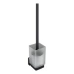 Trisen Matt Black Toilet Brush Holder with Glass