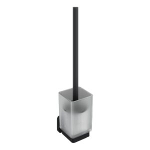 Trisen Matt Black Toilet Brush Holder with Glass