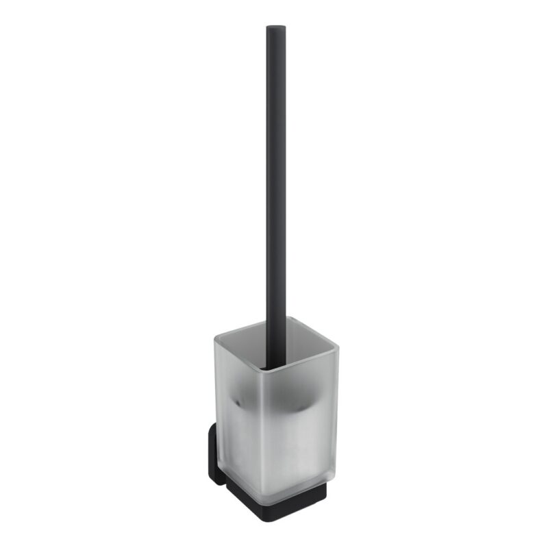 Trisen Matt Black Toilet Brush Holder with Glass Trisen Matt Black Toilet Brush Holder with Glass
